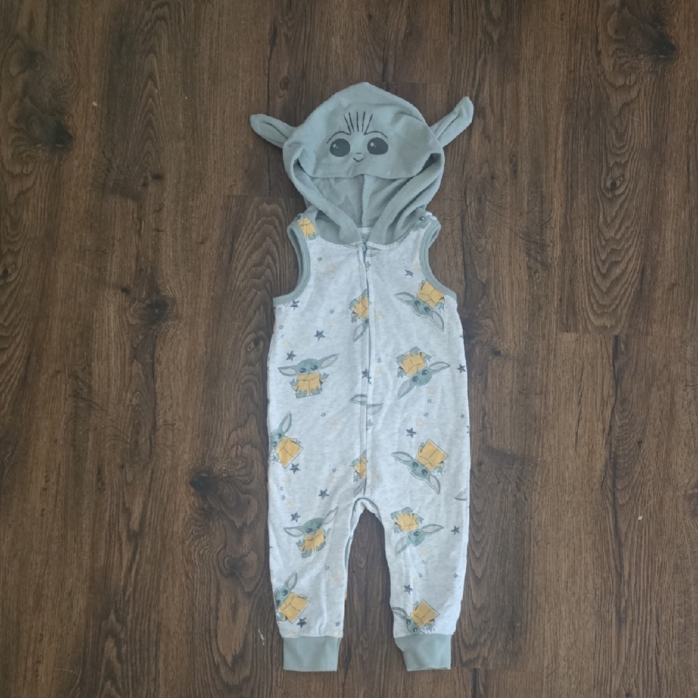 Gray Baby Yoda Hooded Romper